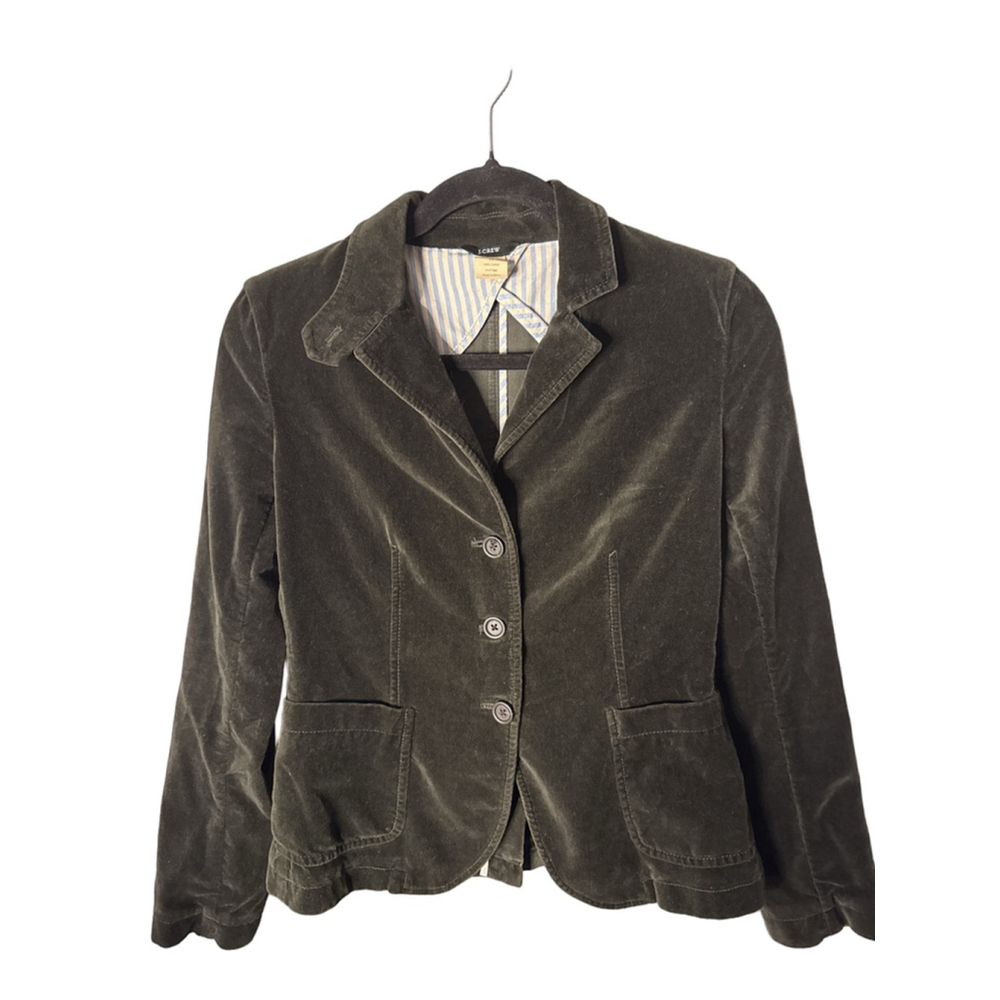J.Crew Women’s Corduroy Blazer Dark Green Three-Button XS